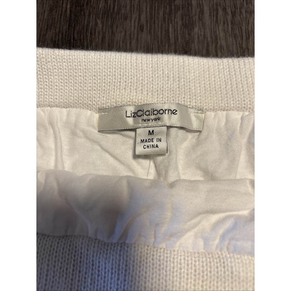 Liz Claiborne Skirt Womens Med White Crochet Lace Midi Capsule Coastal Minimal - Picture 7 of 10